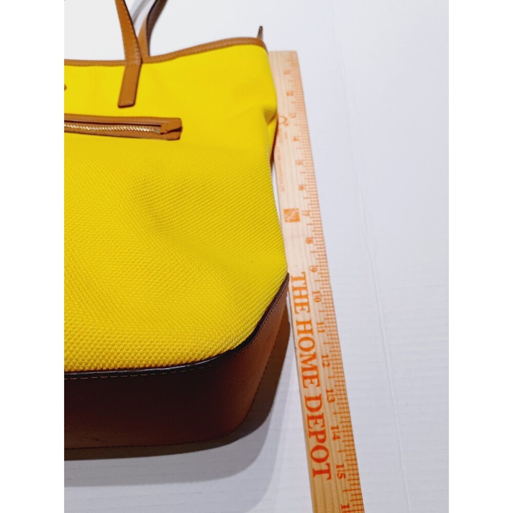 Michael Kors Large Yellow Ciara Tote Bag With Leather Straps/ Trim  Travel Beach - Picture 6 of 12